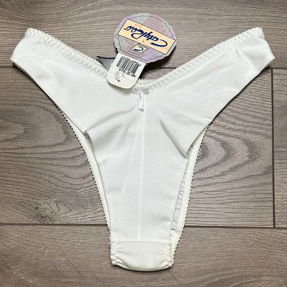 Caty Ross Intimates High Leg Nylon Stretch White‎ Bridal Panty Size Large